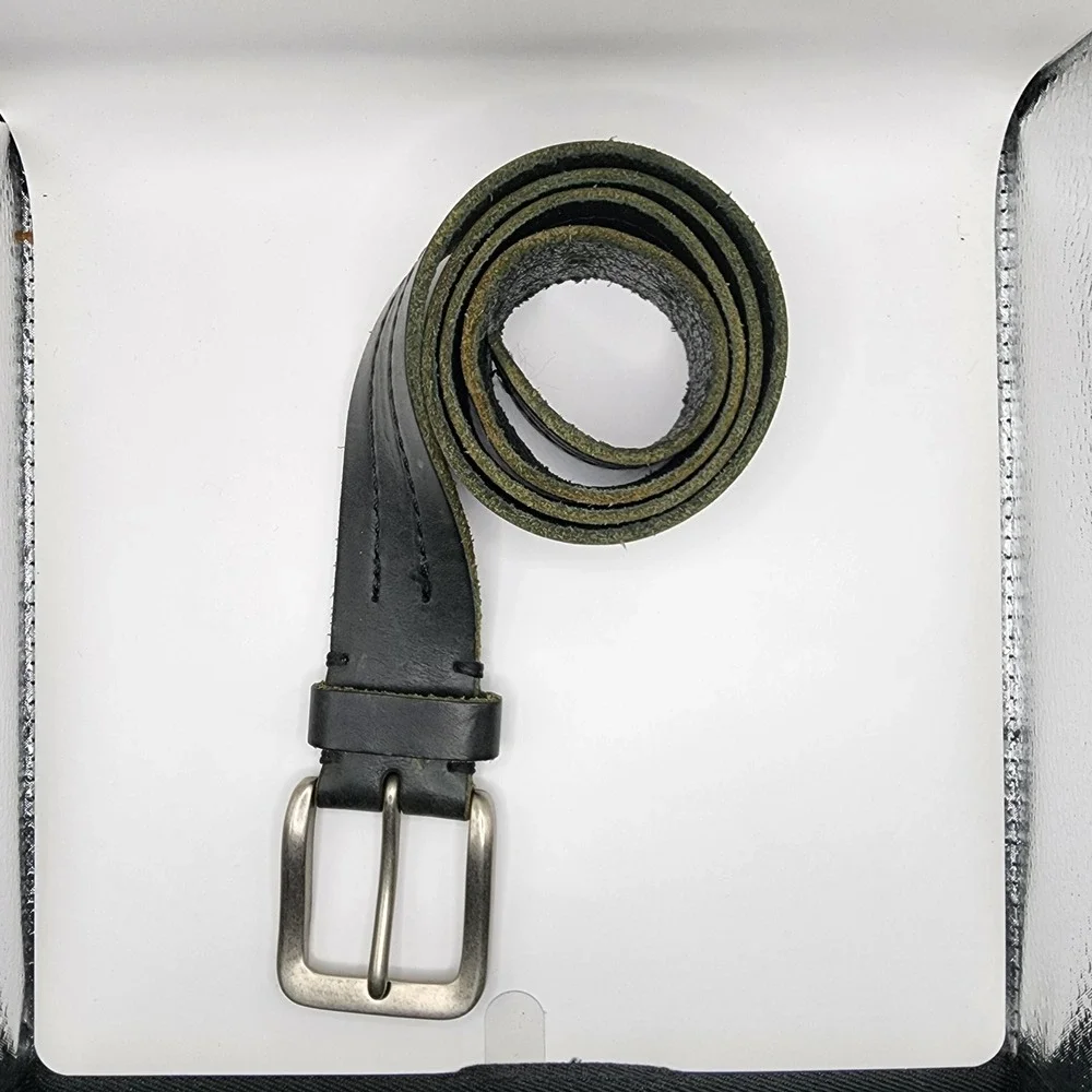 Fossil Leather Belt Mens 32 Black MB103400132 Triple Stitched Casual Buckle